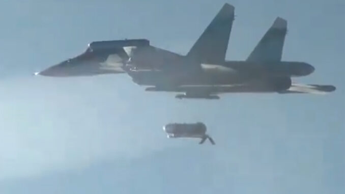 Deployment of the FAB-3000 bomb by Russia from the Su-34